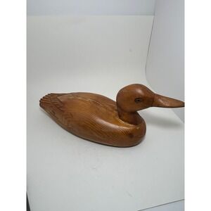 Vintage Hand Carved Wooden Duck Decoy Rustic Cabin Folk Art Home Decor Brown